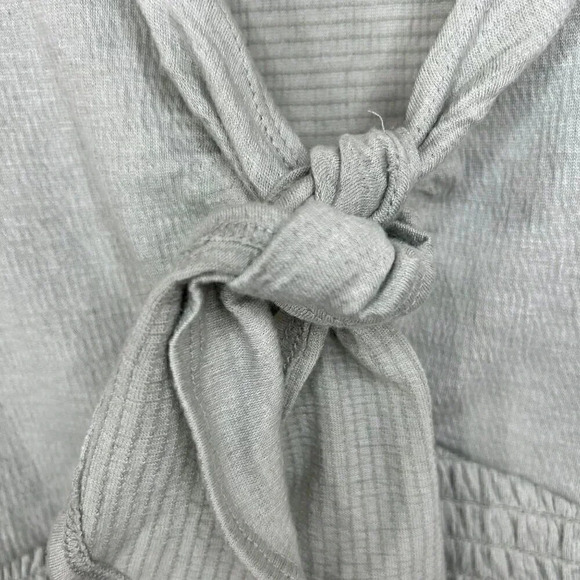 Abercrombie & Fitch Size Small Knit Ruched Tie Top Green Short Sleeve Blouse - Picture 4 of 13